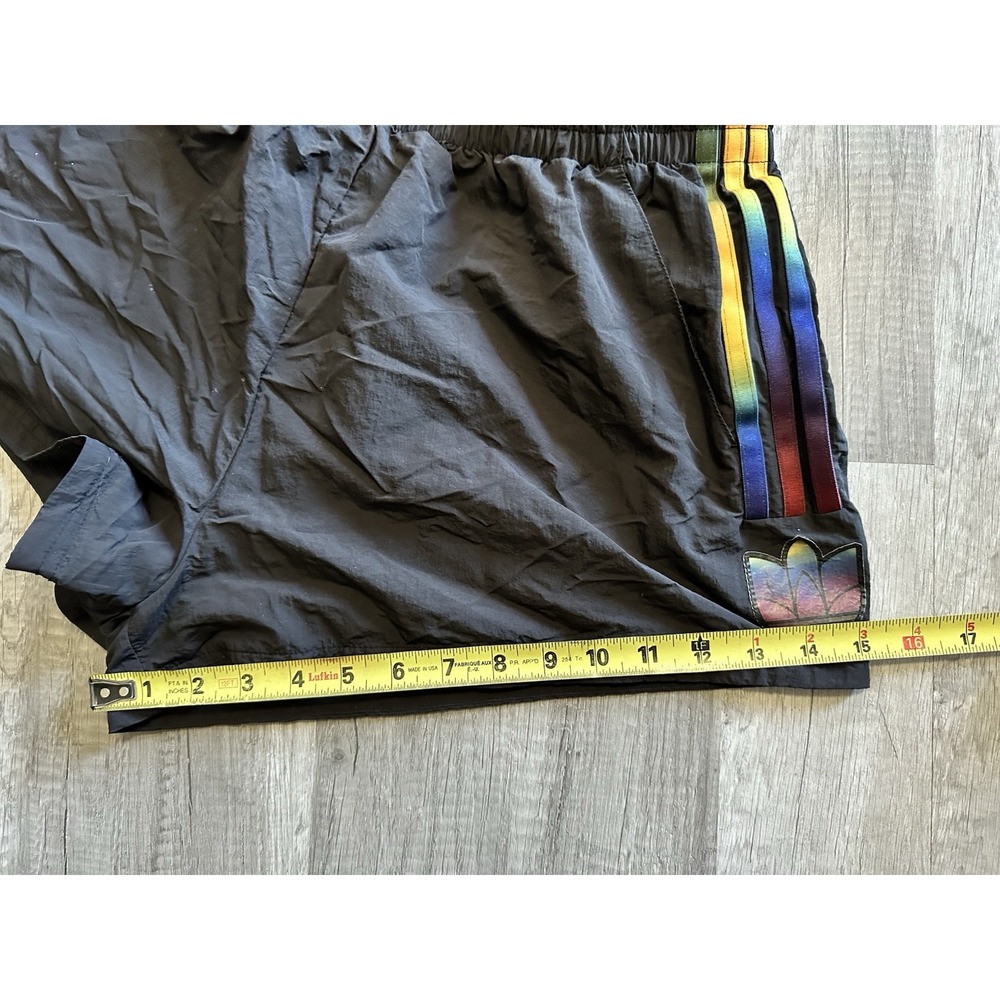 Adidas Shorts Womens Large Pacer 3-Stripes Black Multicolor‎ lined Pride Rainbow - Picture 15 of 15